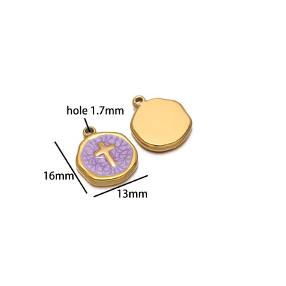 Factory DIY Charm 18k Gold Plated Stainless Steel Enamel Cross Dog Paw Pendant for Women Necklace Jewelry Making
