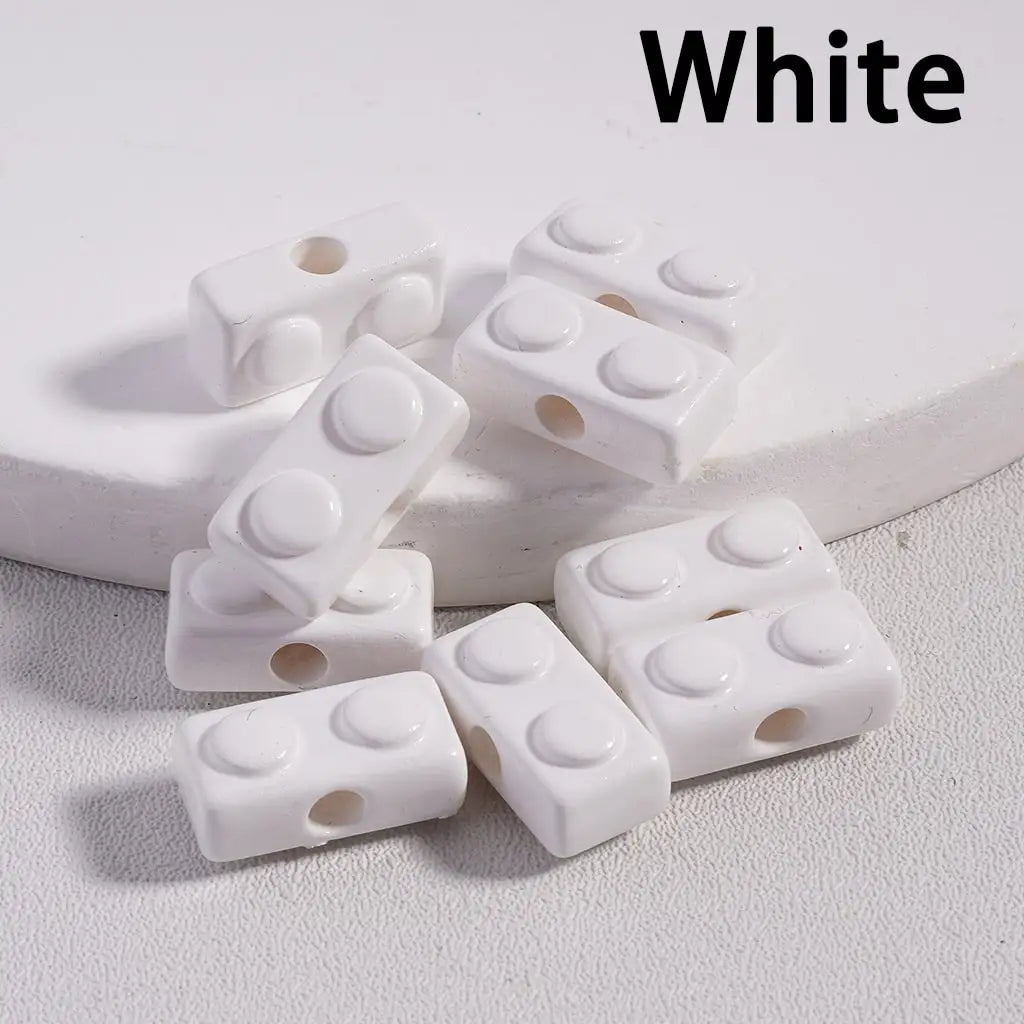 Mini Cute Solid Color Acrylic Building Block Beads for Handmade DIY Accessories