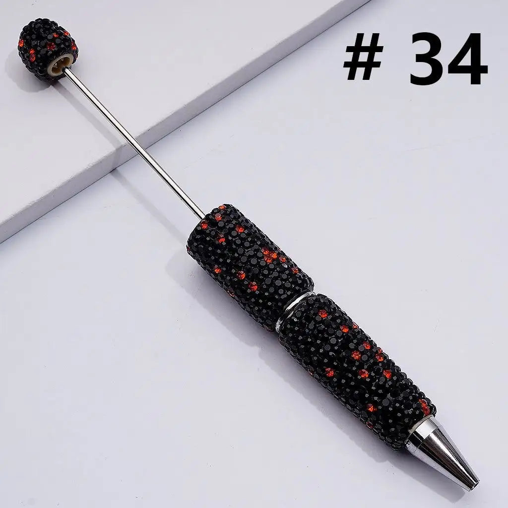 Full Rhinestone Beadable Clay Ballpoint Pens - DIY Beaded Plastic Pen for School Office Gift