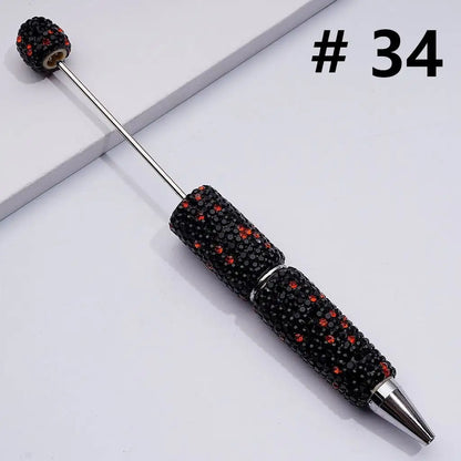 Full Rhinestone Beadable Clay Ballpoint Pens - DIY Beaded Plastic Pen for School Office Gift