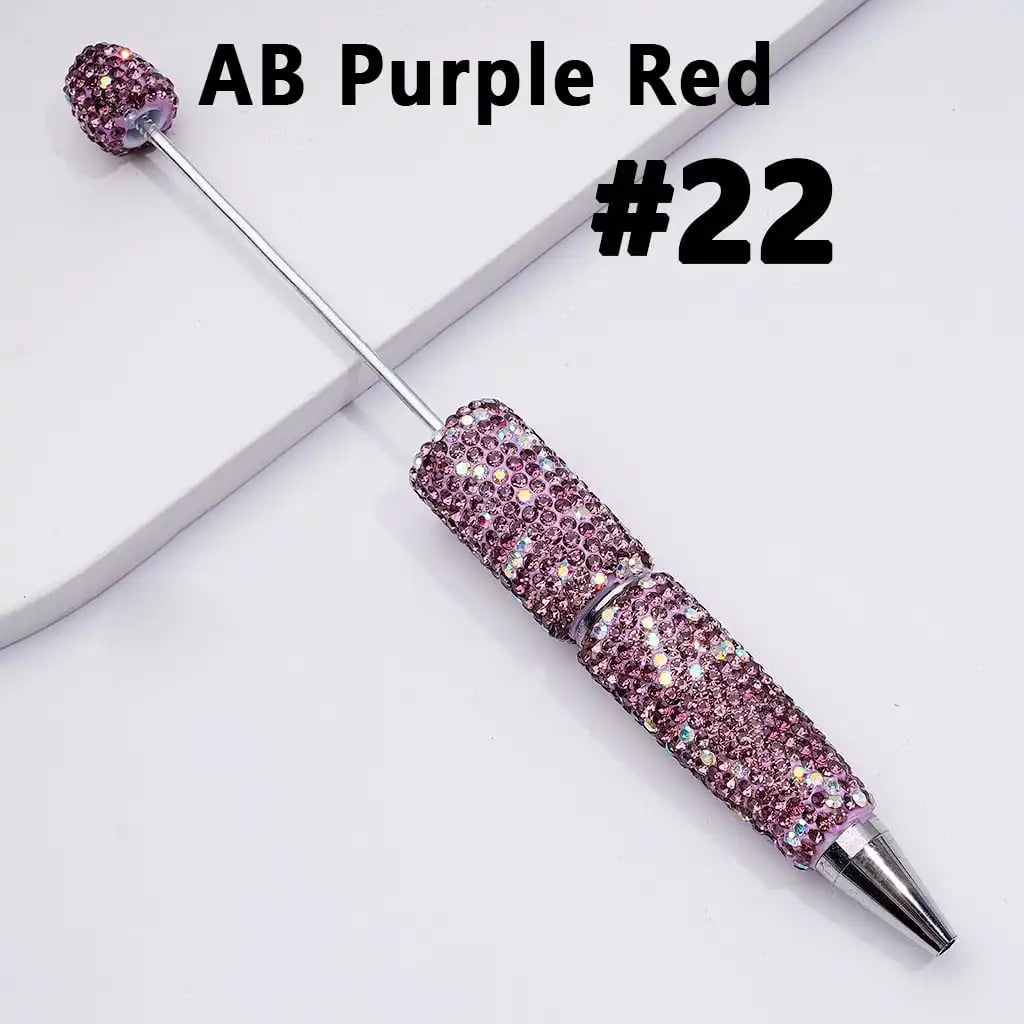 Full Rhinestone Beadable Clay Ballpoint Pens - DIY Beaded Plastic Pen for School Office Gift