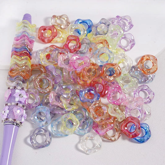 Multi-Color UV-Coated Transparent Acrylic Beads 16MM Large-Hole Wavy Spacer for DIY Jewelry Making