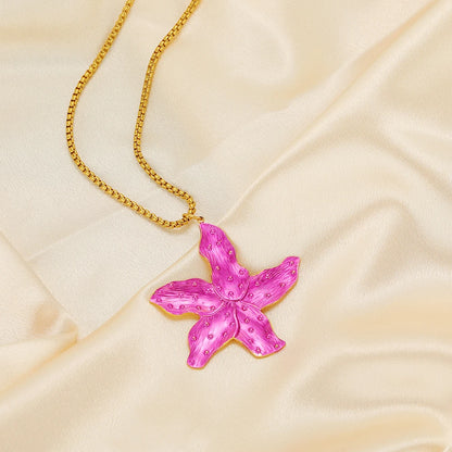 New Vintage 18k Gold Plated Stainless Steel Enamel Big Flower Charms Pendant for Women Jewelry Necklace Earrings Making