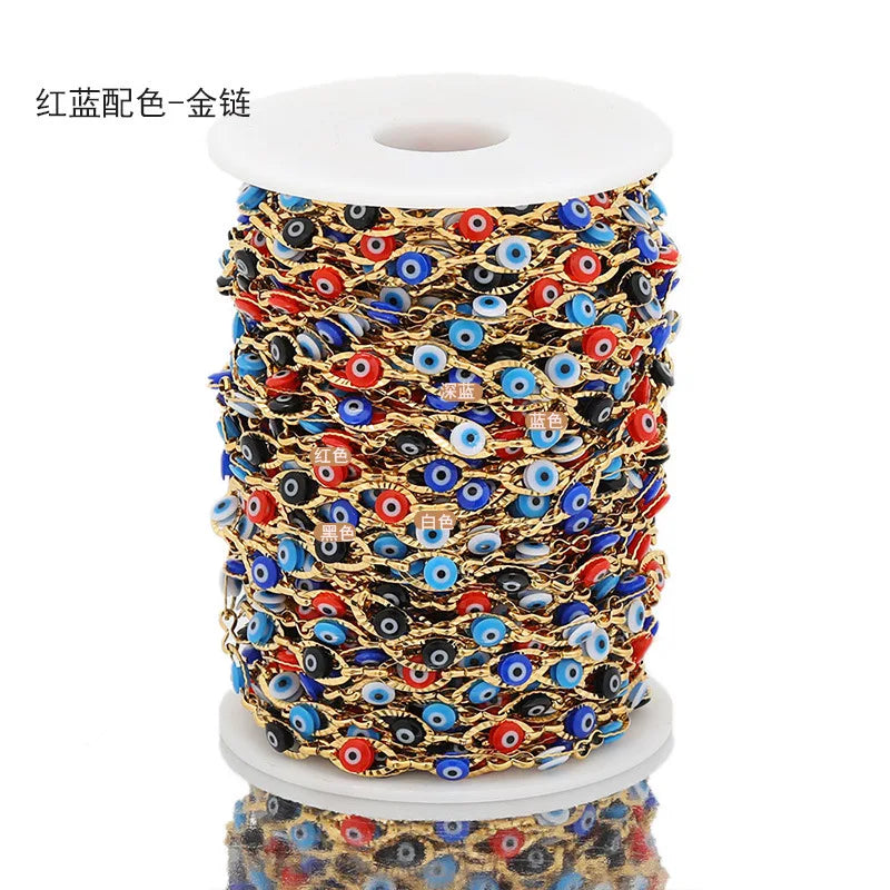 B3272 6mm Gold Filled Chain Ins Stainless Steel Chain Eye Enamel Charms Chain for Making