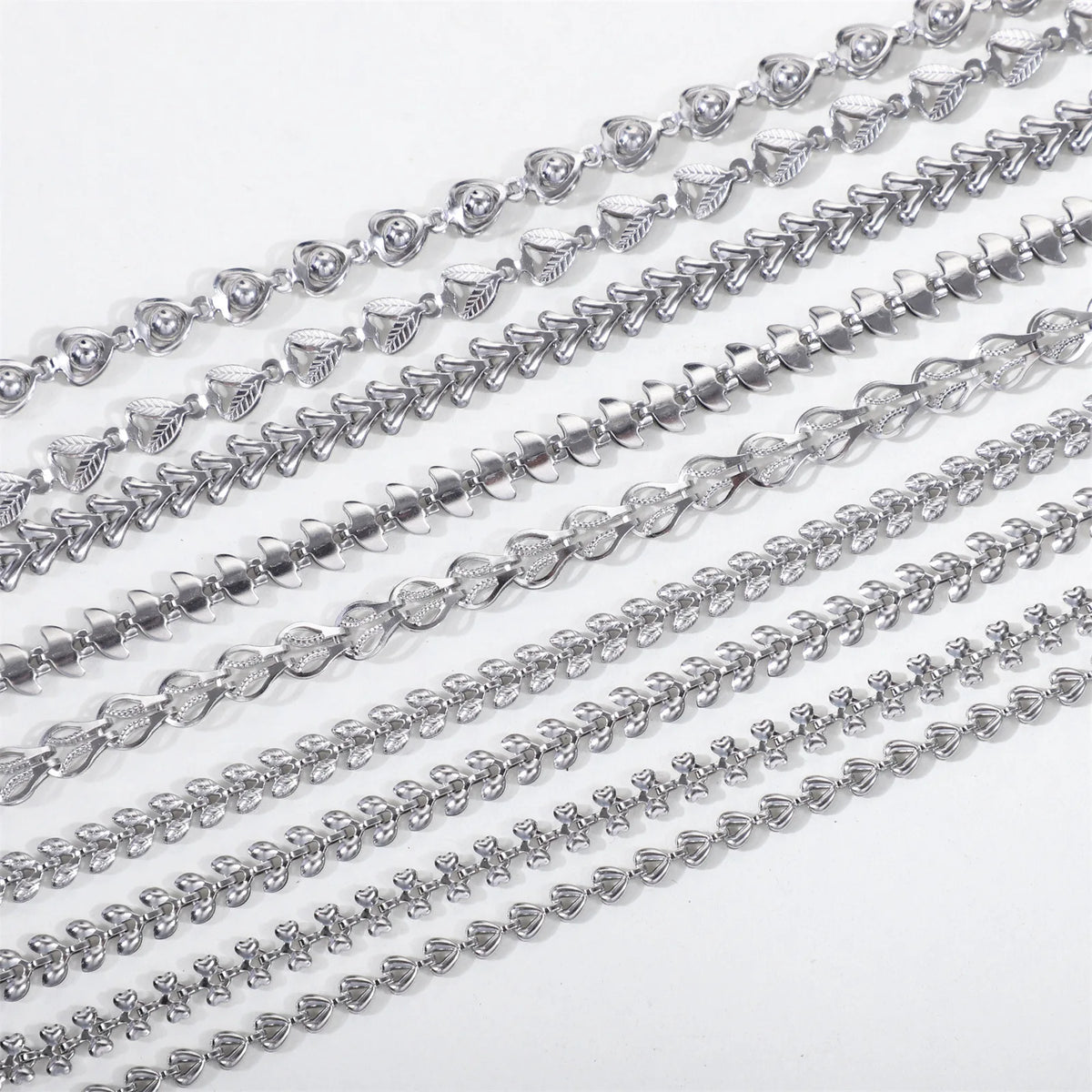 B4813 Silver Plated Stainless Steel Chain Thunk Chain Bulk Roller Chain for Anklet Necklace Jewelry