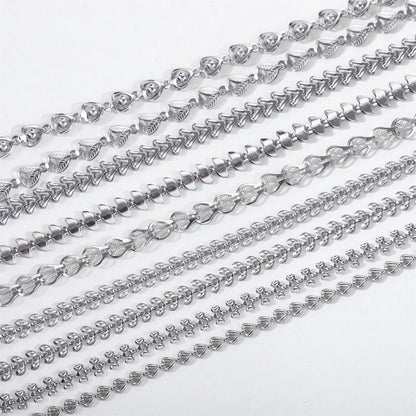 B4813 Silver Plated Stainless Steel Chain Thunk Chain Bulk Roller Chain for Anklet Necklace Jewelry