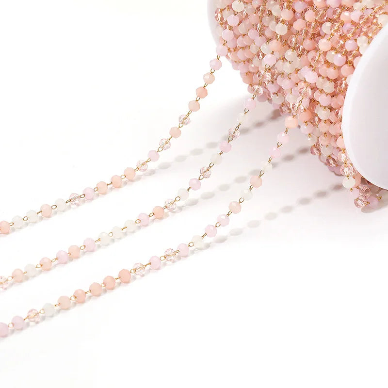 E747 3mm Bead Chain Stainless Steel Crystal Jewelry Chain Colorful Beaded Chain Diy Necklace Bracelet Jewelry Accessories