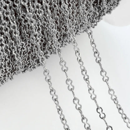 E128 Fashion Silver Gold Plated Chain Waterproof Stainless Steel Link Chains Gourd Connector Chains for Jewelry Custom