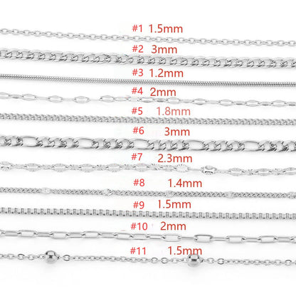 E579 2025 Fashion 18K Gold Silver Necklace Thin Chain Necklace Beaded Chain Stainless Steel Chain Jewelry for Women