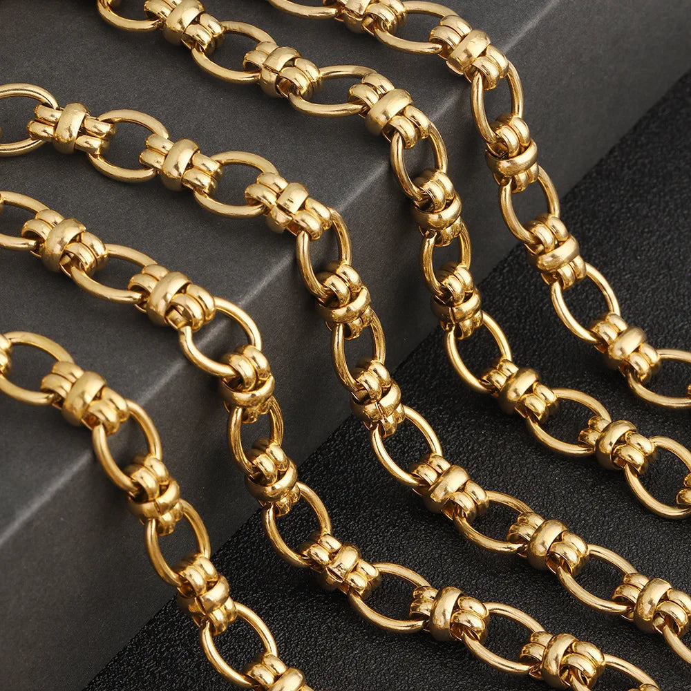 D328 Fashion Non Tarnish Vacuum Plated Stainless Steel Chain Trunk Gold Silver Plated Roller Chain for Necklace Bracelet Diy