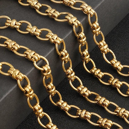 D328 Fashion Non Tarnish Vacuum Plated Stainless Steel Chain Trunk Gold Silver Plated Roller Chain for Necklace Bracelet Diy