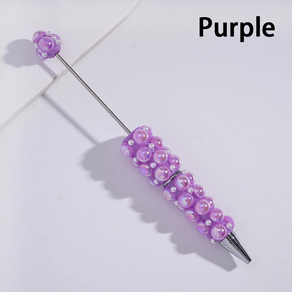 Beadable Ballpoint Pens with Half-Shell & Small White Pearls for DIY Pen Making & Gift Craft