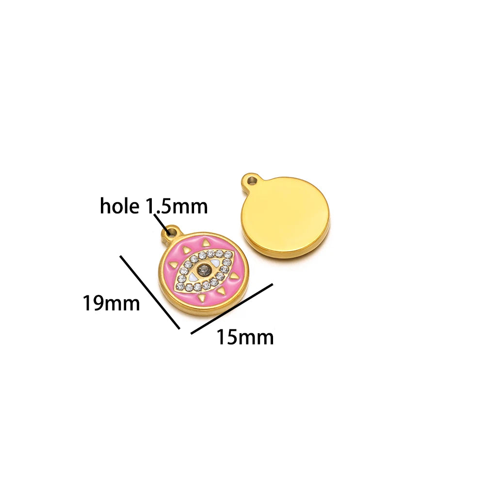 Design Dainty Enamel Eye Stainless Steel 18K Gold Plated Zircon Eyes Charm Pendant for Jewelry Earring Necklace Making