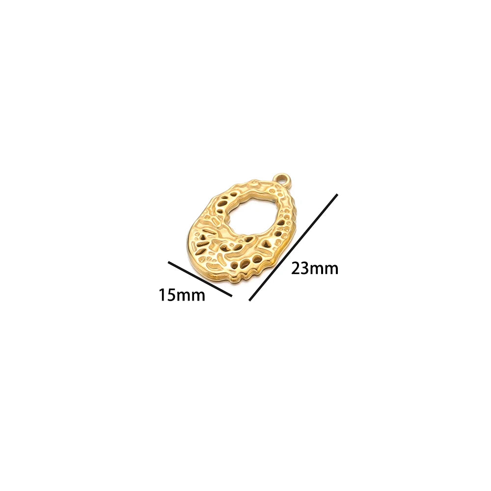 18k Gold Plated Stainless Steel Heart Round Square Hollow Charm Pendant for DIY  Women Jewelry Necklace Making Accessories