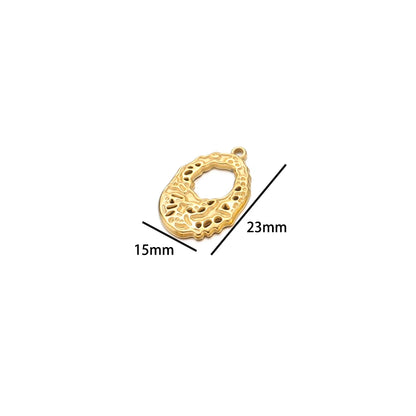 18k Gold Plated Stainless Steel Heart Round Square Hollow Charm Pendant for DIY  Women Jewelry Necklace Making Accessories