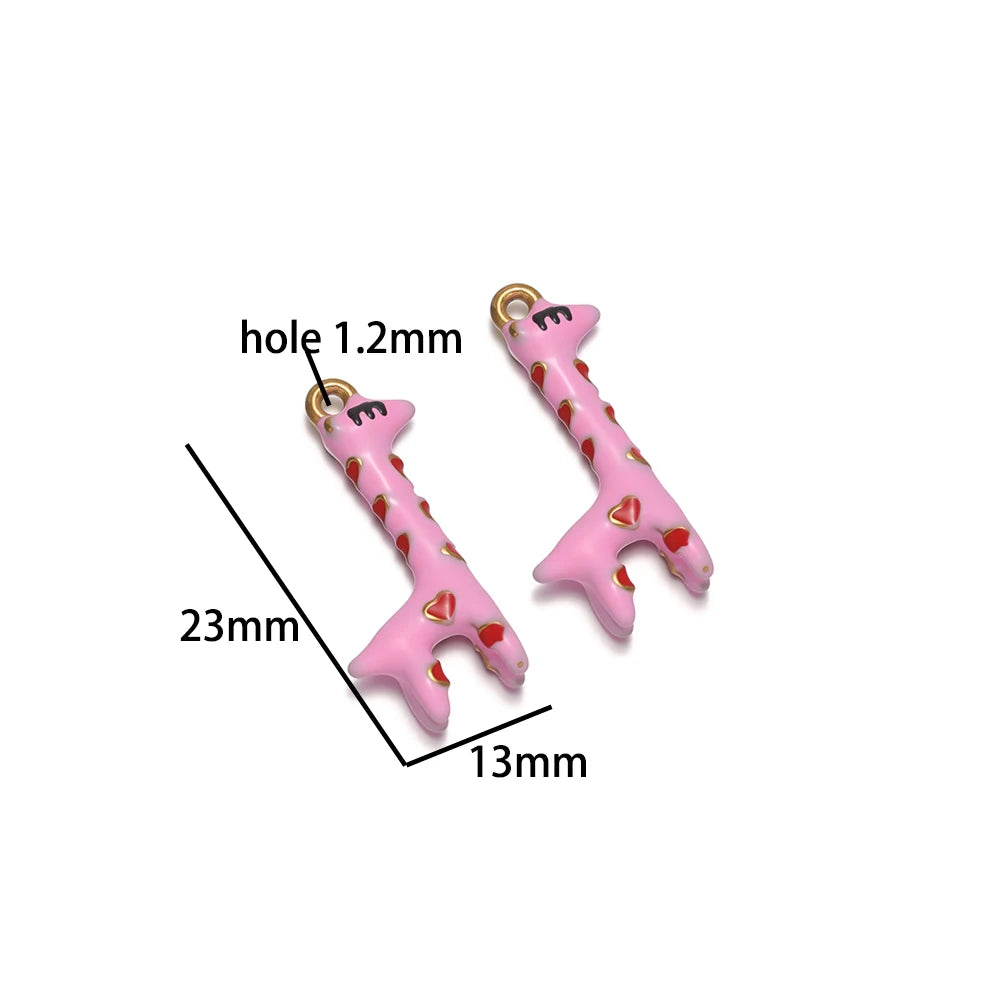 Giraffe Drip Oil DIY Charm Stainless Steel 18k Gold Plated Dragon Fruit Mushroom Pendant for Jewelry Necklace Making