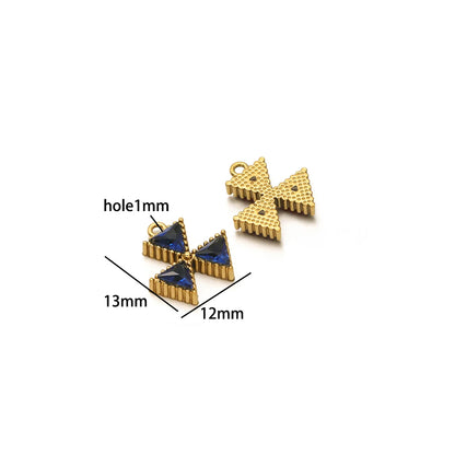 18k Gold Plated Stainless Steel Four Leaf Clover Triangular Droplet Oval Heart Zircon Charm Pendant for DIY Jewelry Making
