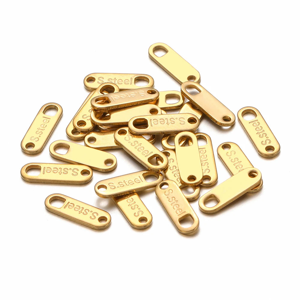50pcs/bag Stainless Steel 18K Gold Plated Tail Charms for DIY Jewelry Bracelet Necklace Making Accessories