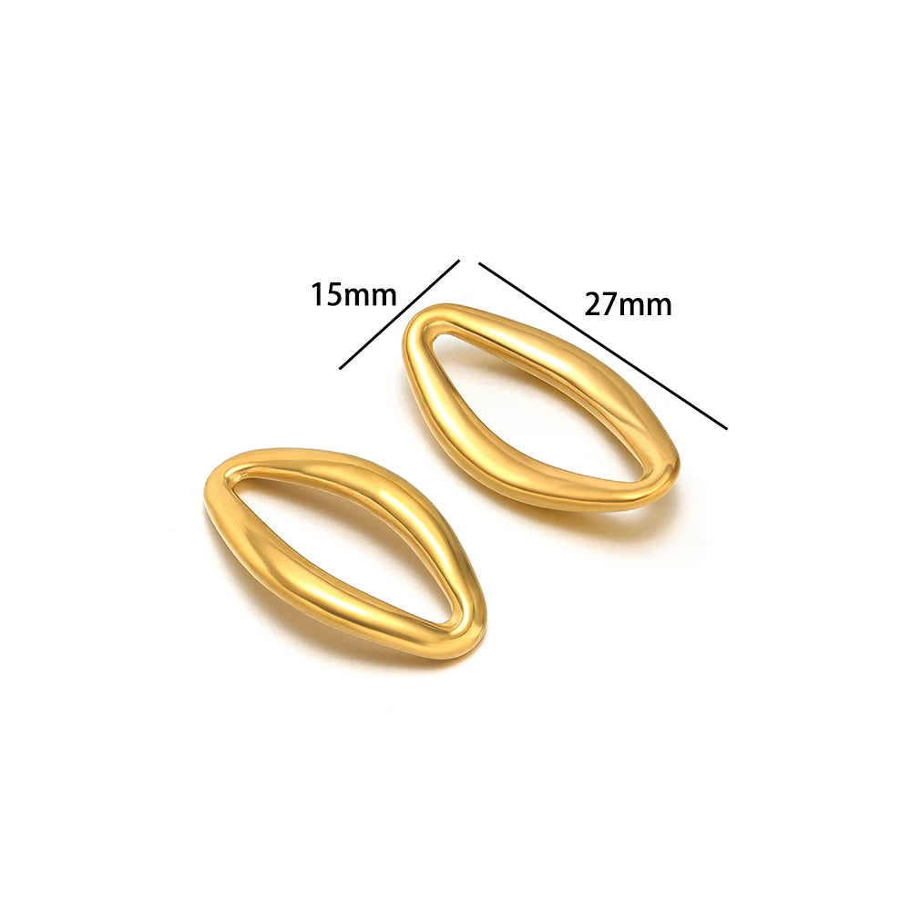 18K Gold Plated 304 Stainless Steel O-Shape Lip-shape Irregular Oval Charm Pendant for Necklace Supplies Bracelet Jewelry