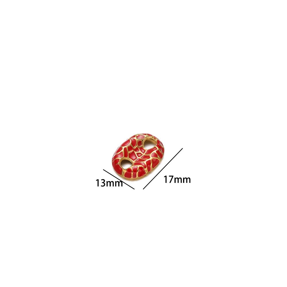 No Tarnish Stainless Steel Gold Plated Pig Nose Colorful Drop Enamel Double Hole Connection Charm Pendant for Necklace Making