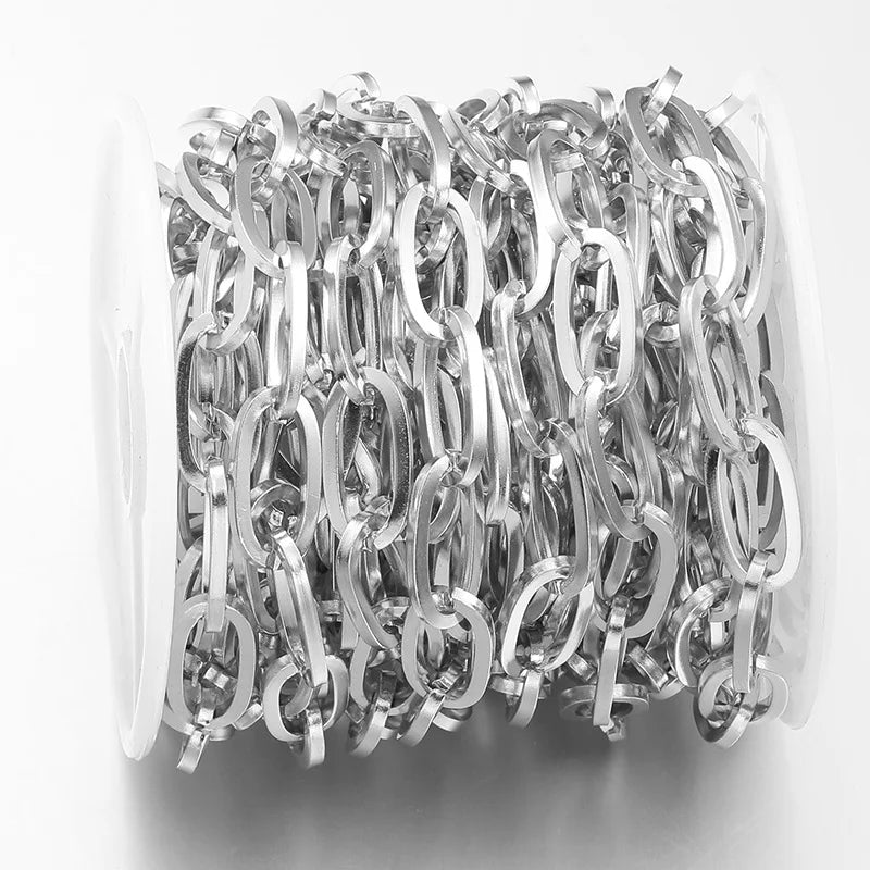 A1904 Hot Selling Paper Clip Chain Bulk Stainless Steel Necklace Bracelet Jewelry Making Chain for Diy Making