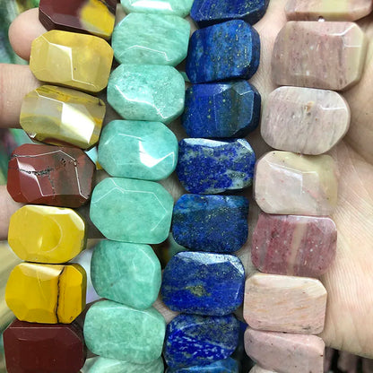 Natural Gemstone Faceted Irregular Faceted Freeform Flat Rectangle Polygon Beads Strand for Jewelry Making Bracelets Necklaces