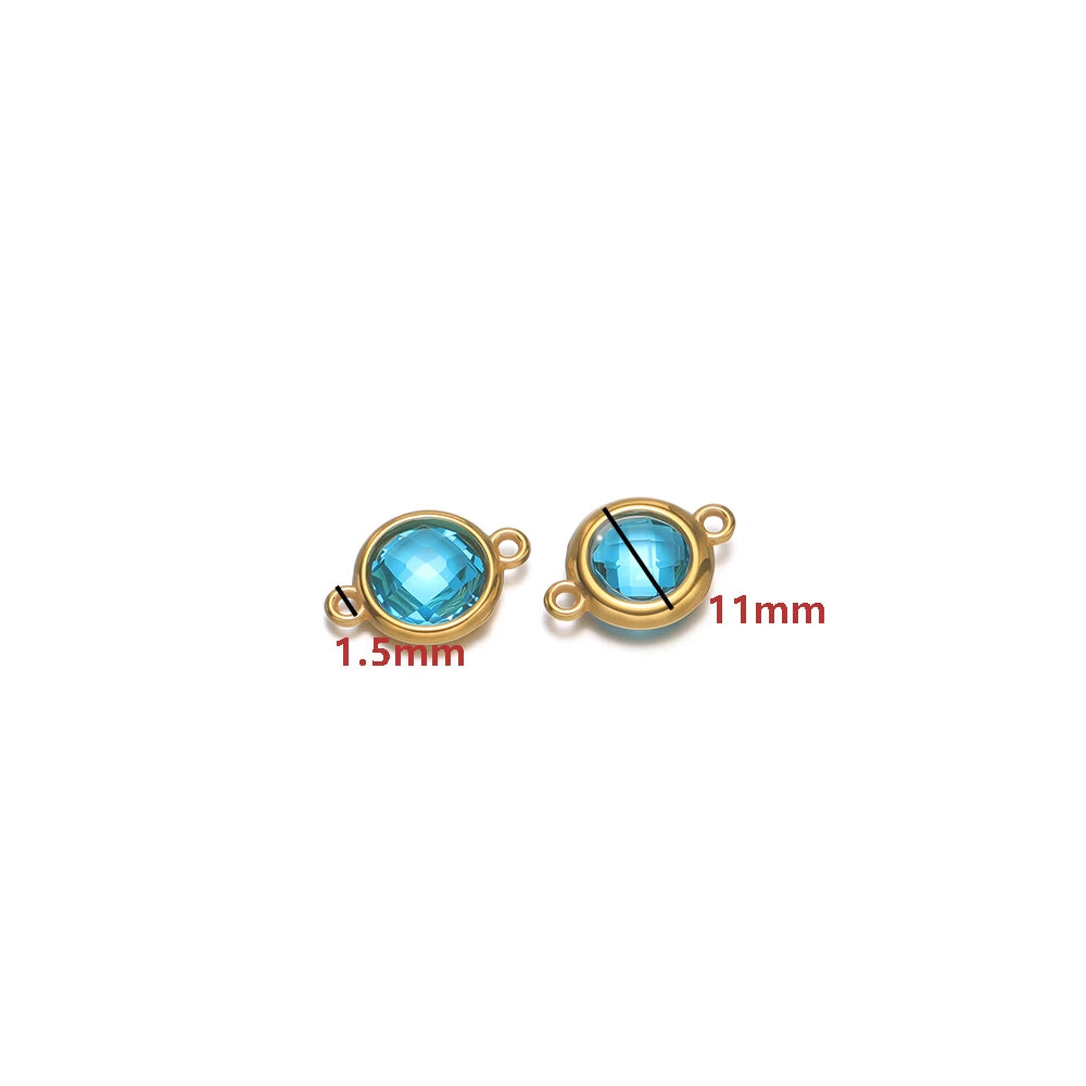 18K Gold Plated Stainless Steel Enamel Round Pendant Findings for Necklace Earrings Garment Making
