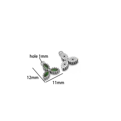 18k Gold Plated Stainless Steel Four Leaf Clover Triangular Droplet Oval Heart Zircon Charm Pendant for DIY Jewelry Making
