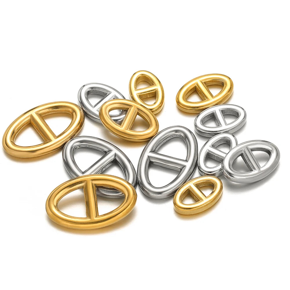 Fashion Trendy 18k PVD Gold Plated Stainless Steel Hollow Pig Nose Charm Pendant for Jewelry Earring Making