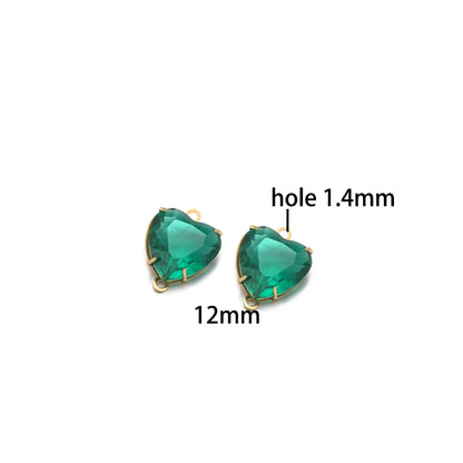 12mm Stainless Steel Gold Plated Double Hole Love Heart Crystal Charm Pendant for Jewelry Necklace Making Jewelry Accessories