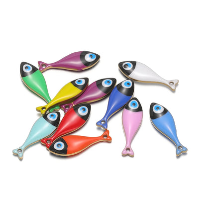 Fashion Jewelry 18k Gold Plated Stainless Steel enamel fish Charm Pendant for Jewelry Necklace Making Accessories