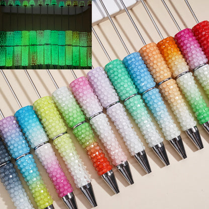 Bling Over Rhinestone Beadable Pens Sparkle Glitter Beaded Ballpoint Pen DIY Stationery for Student Office Gift Bulk Supply