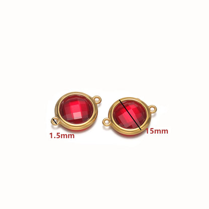 18K Gold Plated Stainless Steel Enamel Round Pendant Findings for Necklace Earrings Garment Making