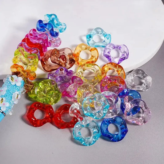 New Arrival 20mm Mixed Color Lace Wave Shape Acrylic Spacer Beads for DIY Mobile Phone Chain Pen Jewelry Crafting