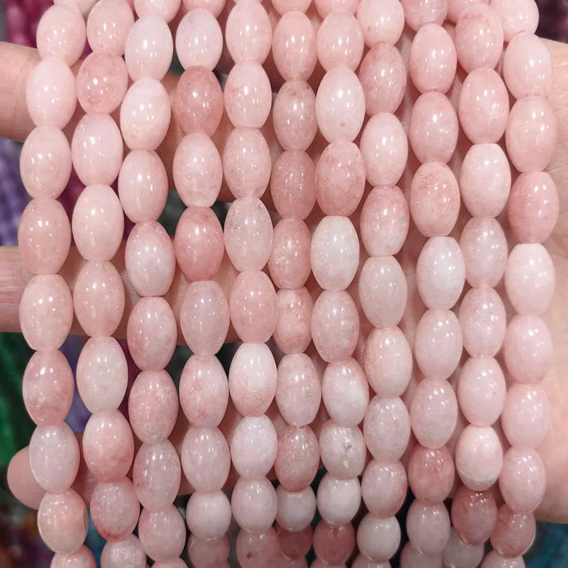 New Natural 8x12mm Rice Dyed Rainbow Colorful Jade Loose Bead, Mutil-color Jade Tourmaline Beads for DIY Women Jewelry Making