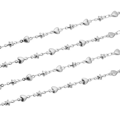 E511 Permanent Star Heart Chain Gold Silver Stainless Steel Chain Loose Chains for Jewelry Making