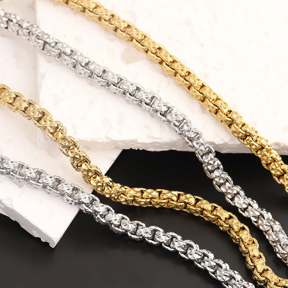 D383 Non Tarnish Stainless Steel Chain Bulk Roll 18k Gold Plated Necklace Bracelet Anklet Making Diy Chain