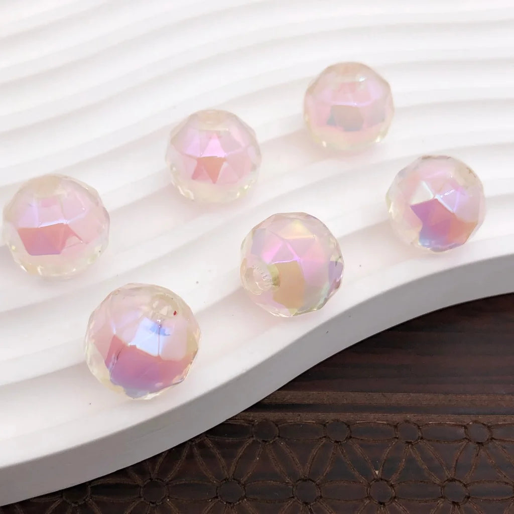 100pcs 16mm Rainbow Candy Globe Acrylic Bead Transparent Bead in Bead Round Loose Beads for DIY Jewelry Craft