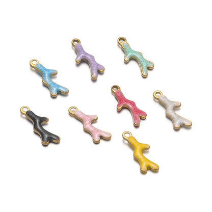 18k Gold Plated Stainless Steel Double-sided Enamel Starfish Charm Pendant for Handmade Necklace Jewelry Making