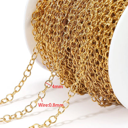 E612  Fashion Stainless Steel Roller Chain Cross Chain Extended O Chain for Jewelry Making