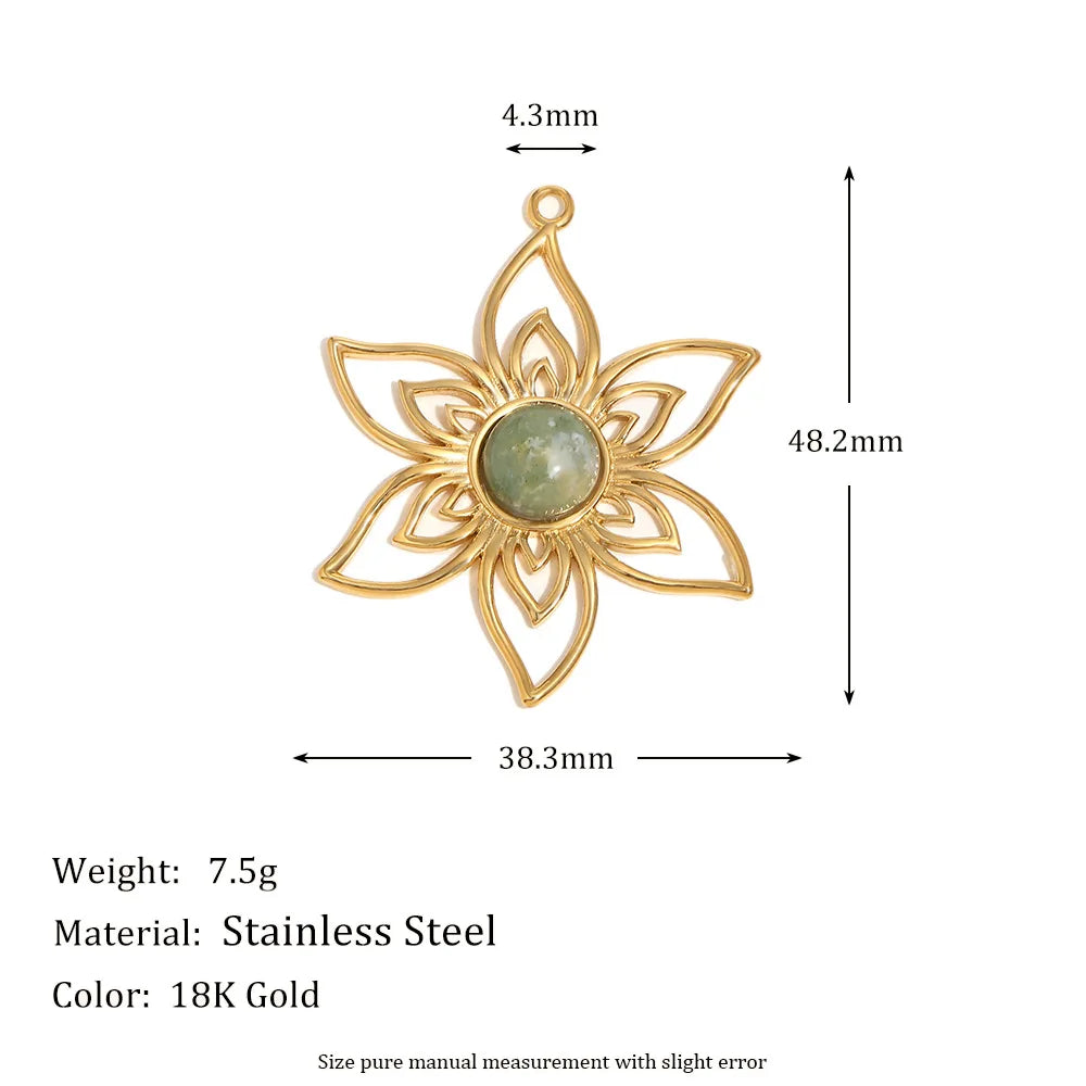Fashion Stainless Steel 18k Gold Plated Heart Lock Flower Charms Pendant for DIY Jewelry Necklace Making