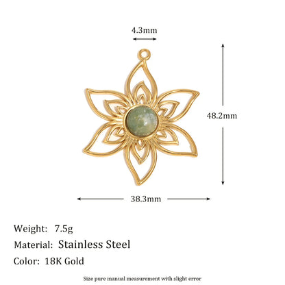 Fashion Stainless Steel 18k Gold Plated Heart Lock Flower Charms Pendant for DIY Jewelry Necklace Making
