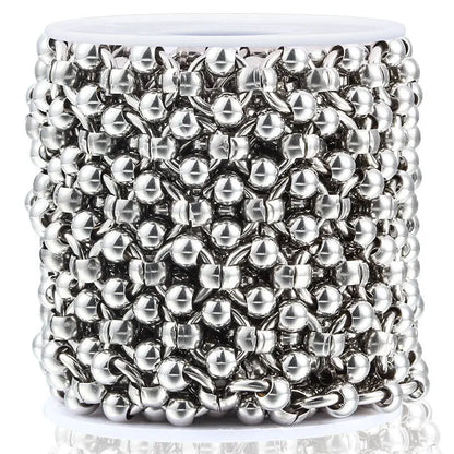 B2106 Hand Made Silver Plating Chain Double Layers Ball Beads Chain Hot Stainless Steel Jewelry for Hip Hop