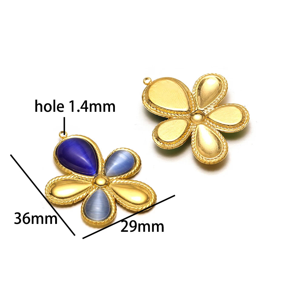 Popular Fashion 18k Gold Plated Stainless Steel Drip-oil Butterfly Flower Heart Charm Pendant for Women Jewelry Making