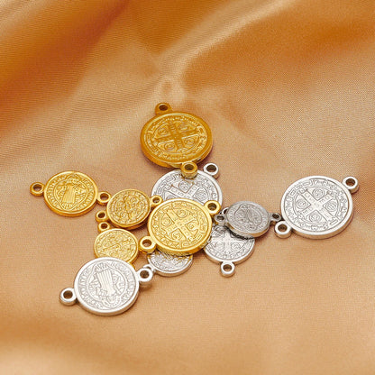 Unisex Religious Ornament Stainless Steel Gold Plated Double Hole Jesus Charm Pendant for Jewelry Making Wholesale