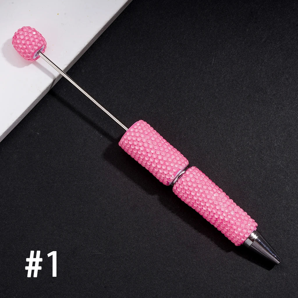 Neon Fluorescent Candy Color Full Rhinestone Clay Bead Pens Fully Wrapped Shiny Rhinestones Pure Handmade DIY Beaded Pen Blanks