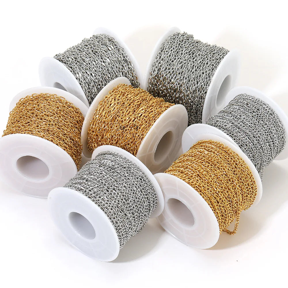 B3056 High Quality Stainless Steel Chain Multi Design 18k Gold Plated Silver Chain Bulk Link for Jewelry Making
