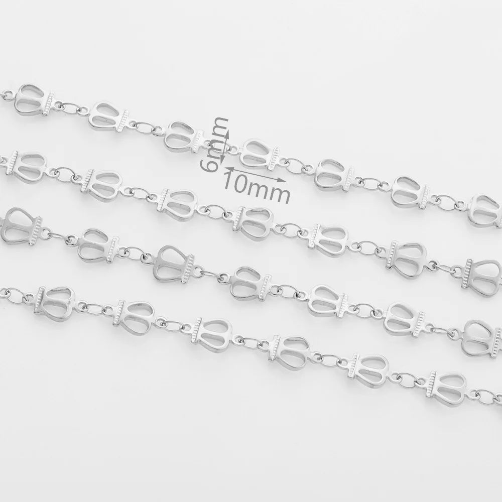 D010 Chunky Crown Chain Stainless Steel Hypoallergenic Charm Rosary Bulk Chains for Fashion Jewelry
