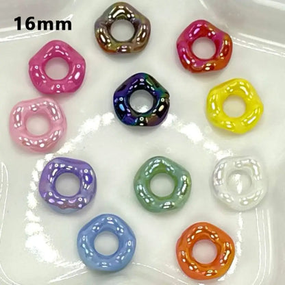UV Finish Colorful Shiny Round Acrylic Wave Ring Loop for Pen Beads