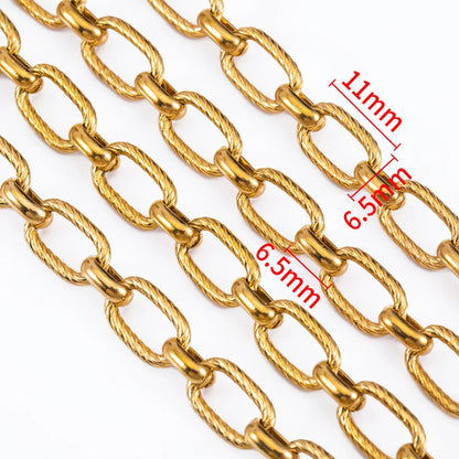 11x6.5mm Stainless Steel Rectangle Chain Quality E683 Waterproof 18k Gold Plated Necklace Wholesale Jewelry Findings Components